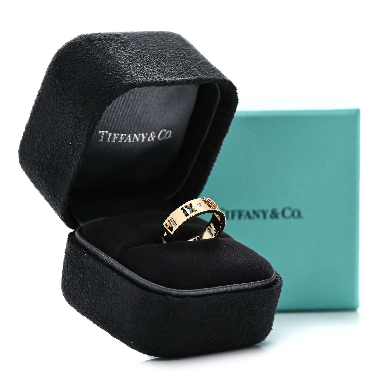 Tiffany 18K Yellow Gold Diamond Wide Atlas Pierced Ring 47 4.25 5 of 5