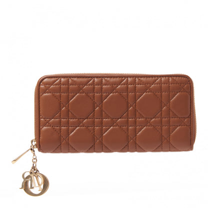 Christian Dior Lambskin Cannage Lady Dior Zip Wallet Tan 1 of 8