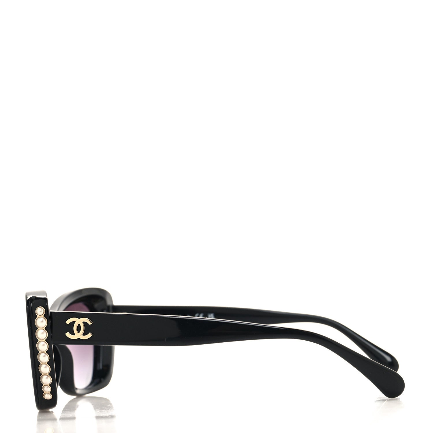Chanel Acetate Pearl Cat Eye CC Sunglasses 5481-H Black 3 of 7