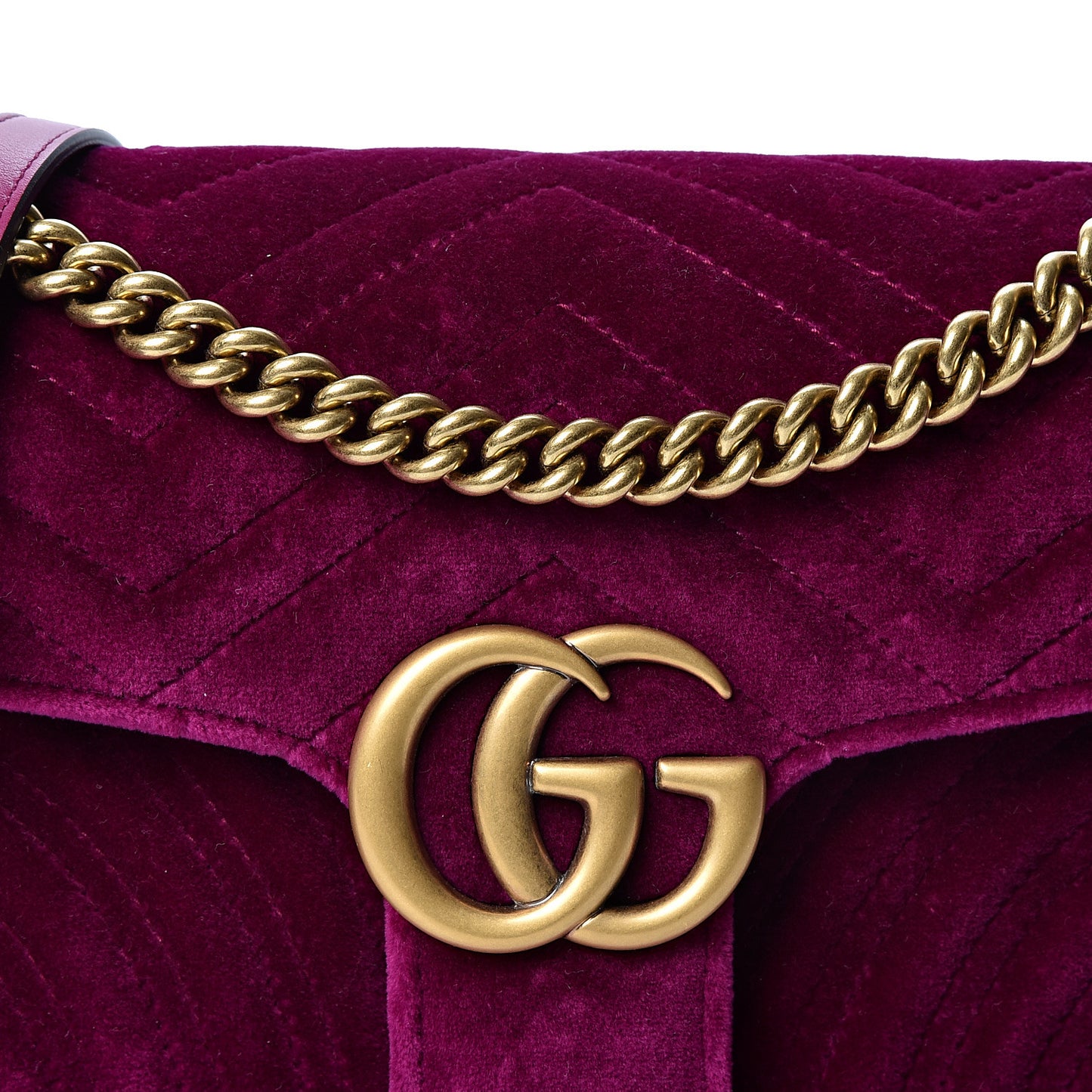 Velvet Matelasse Small GG Marmont Shoulder Bag Fuchsia Violet Cyclamen