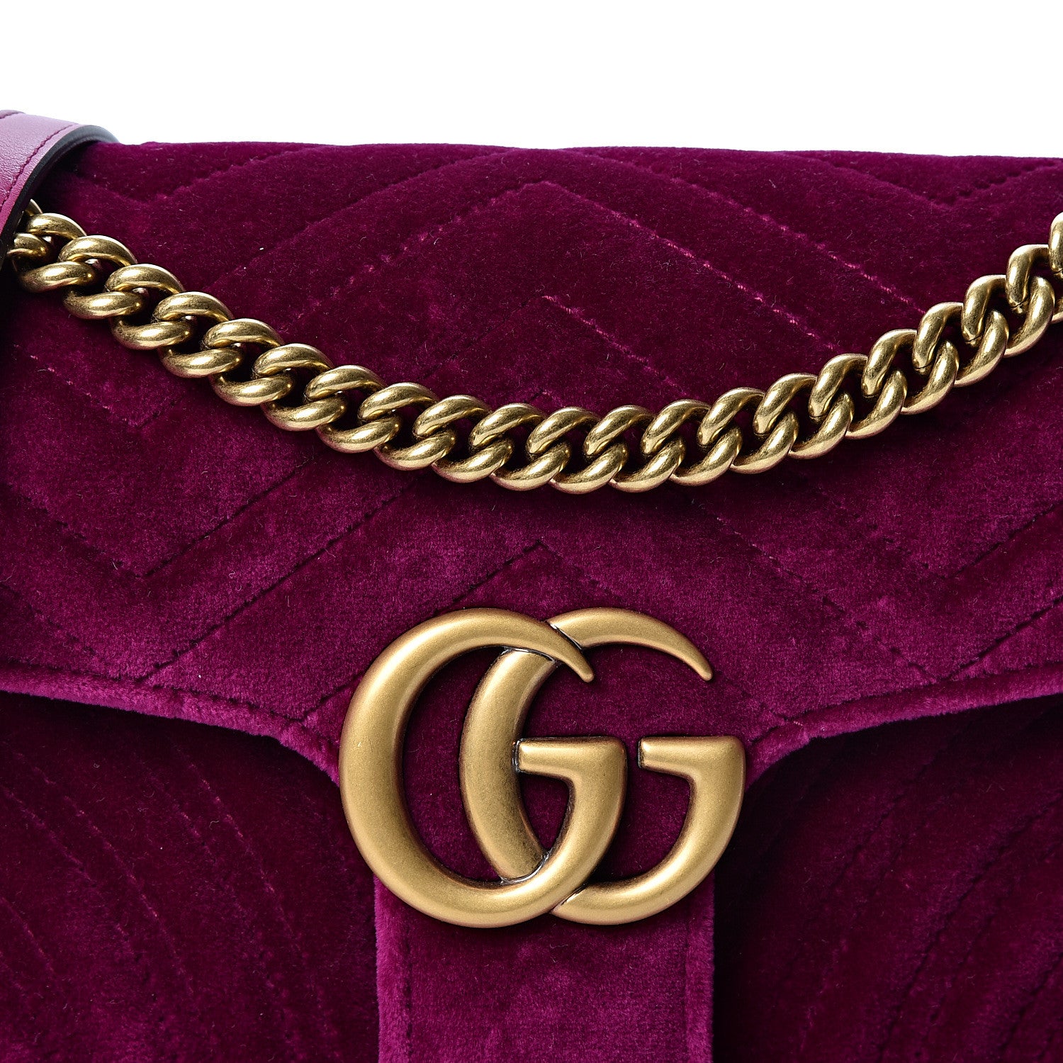 Gucci Velvet Matelasse Small GG Marmont Shoulder Bag Fuchsia Violet Cyclamen 7 of 9