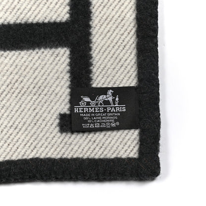 Hermes Wool Cashmere Avalon Blanket Ecru Gris Fonce 3 of 3