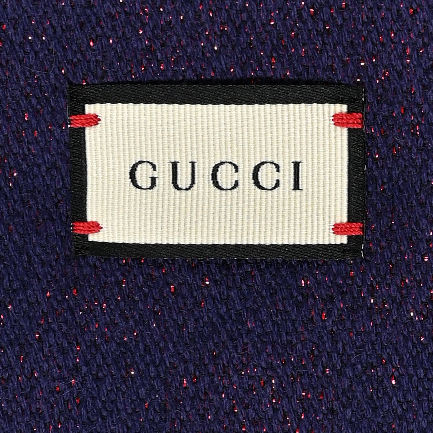 Gucci Wool Silk Jacquard GG Monogram Stenix Scarf Navy Red 3 of 5