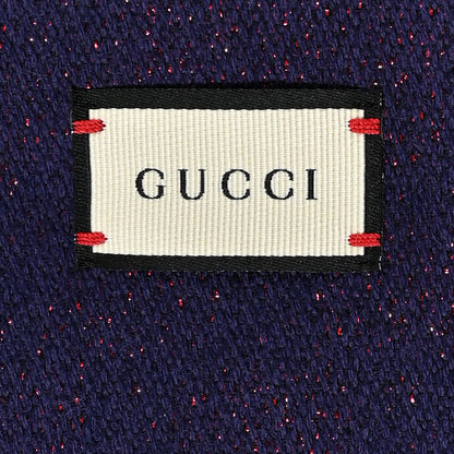 Gucci Wool Silk Jacquard GG Monogram Stenix Scarf Navy Red 3 of 5