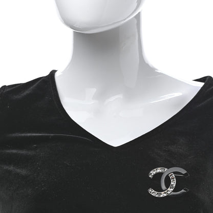 Chanel Resin Crystal Baguette CC Brooch Silver Black 2 of 4
