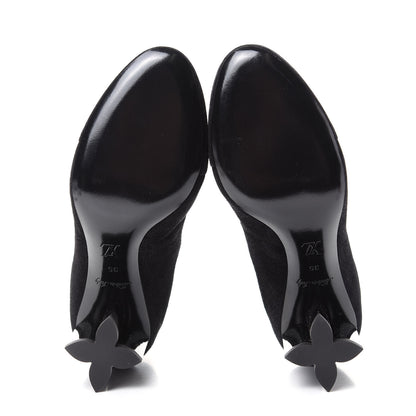 Louis Vuitton Suede Monogram Uniformes Cap Toe Chelsea 80mm Ankle Boots 35 Black 6 of 9