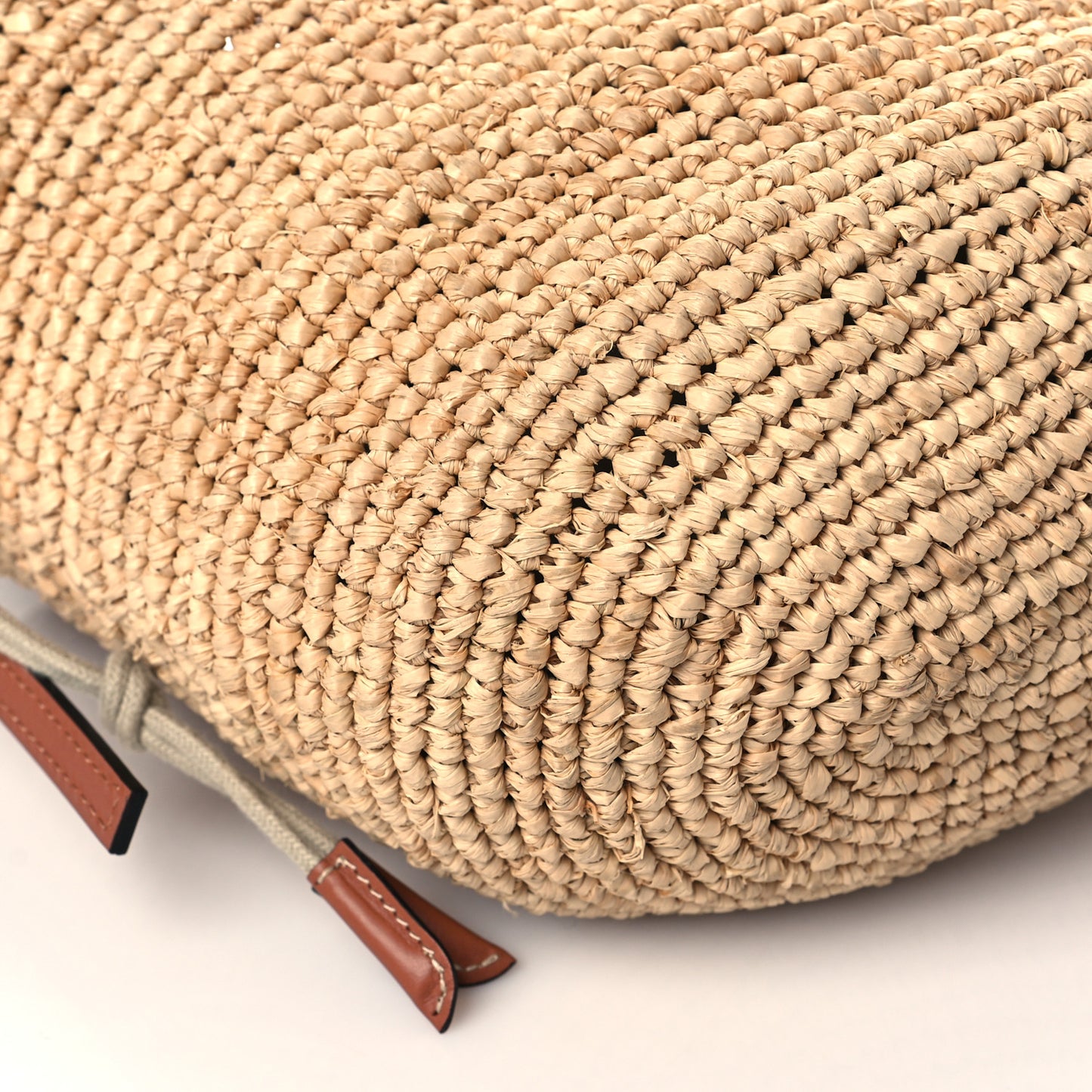 Calfskin Raffia Bucket Bag Natural Tan