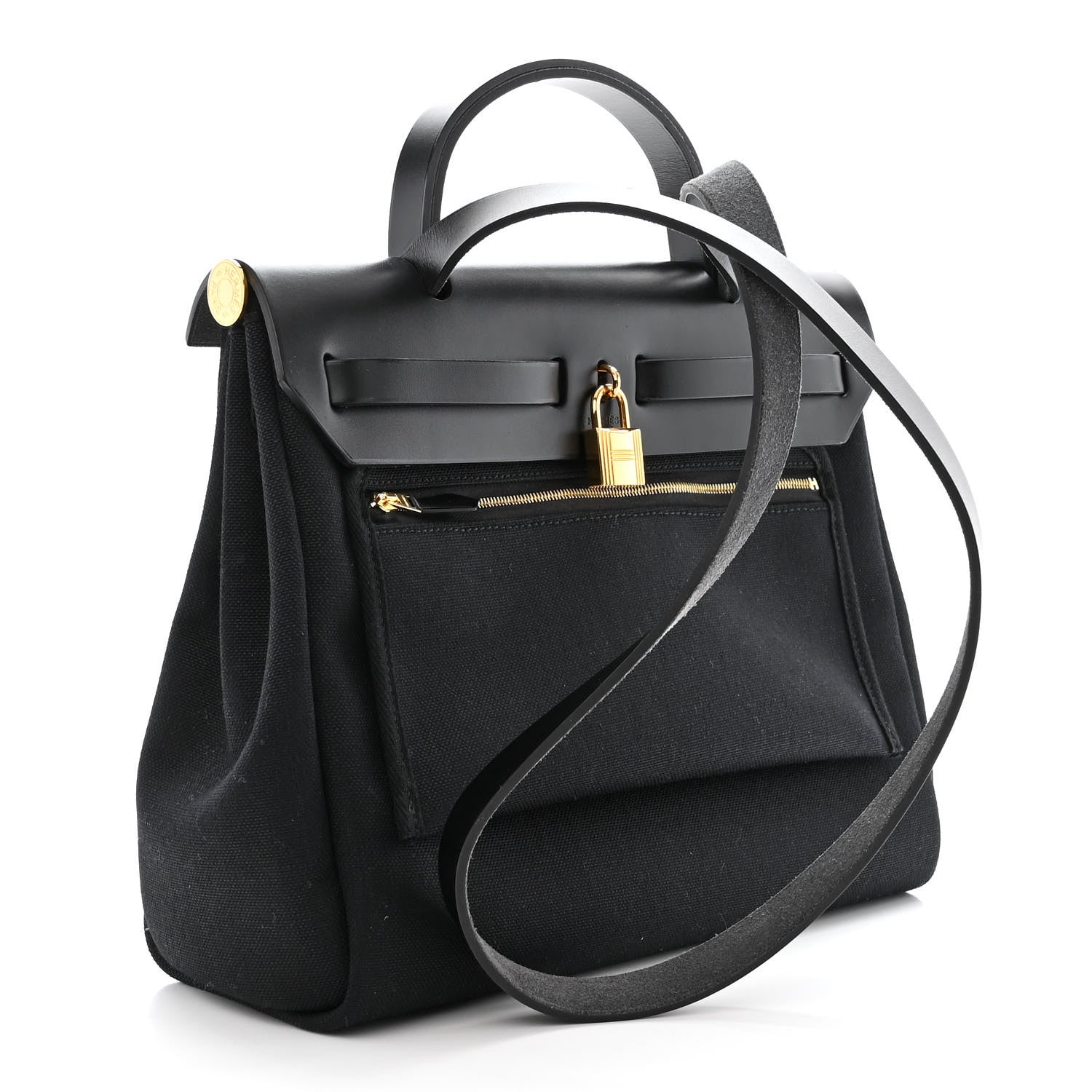 Hermes Military Toile Vache Hunter Herbag Zip PM 31 Black 4 of 14