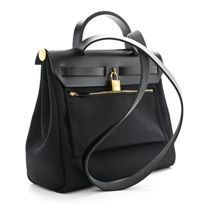 Hermes Military Toile Vache Hunter Herbag Zip PM 31 Black 4 of 14