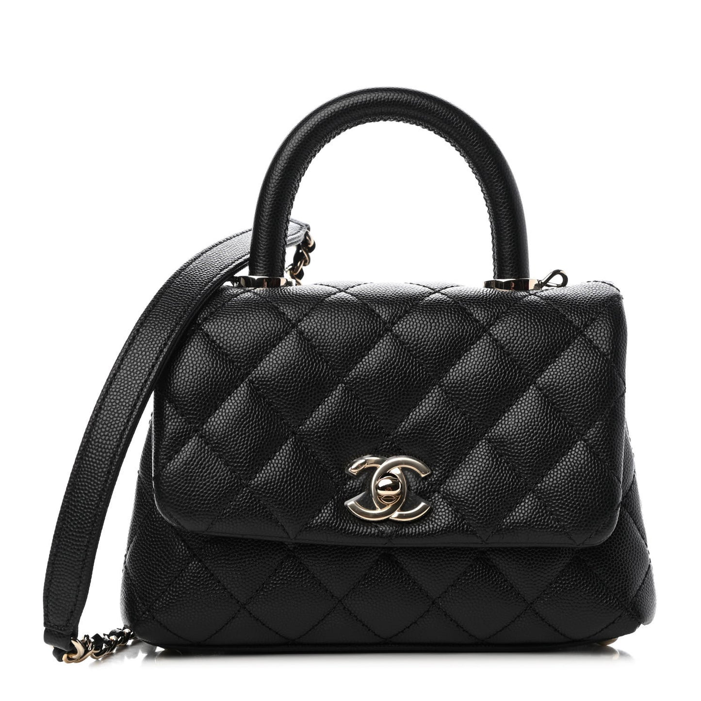 Caviar Quilted Extra Mini Coco Handle Flap Black