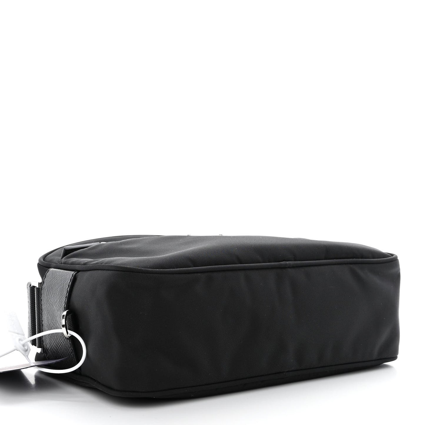 Re-Nylon Vela Saffiano Pocket Double Zip Shoulder Bag Black