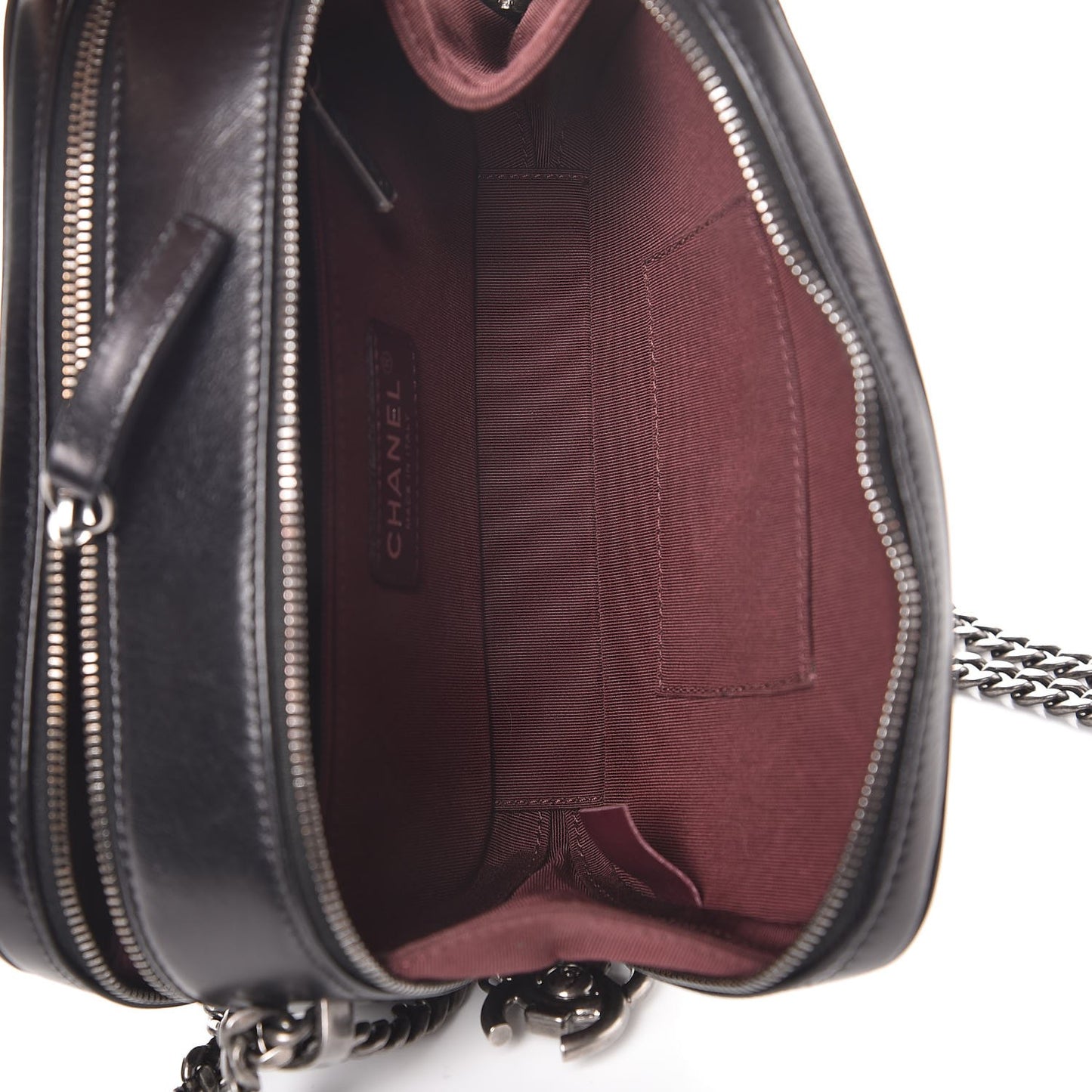 Glazed Calfskin Small Coco Boy Camera Case Black