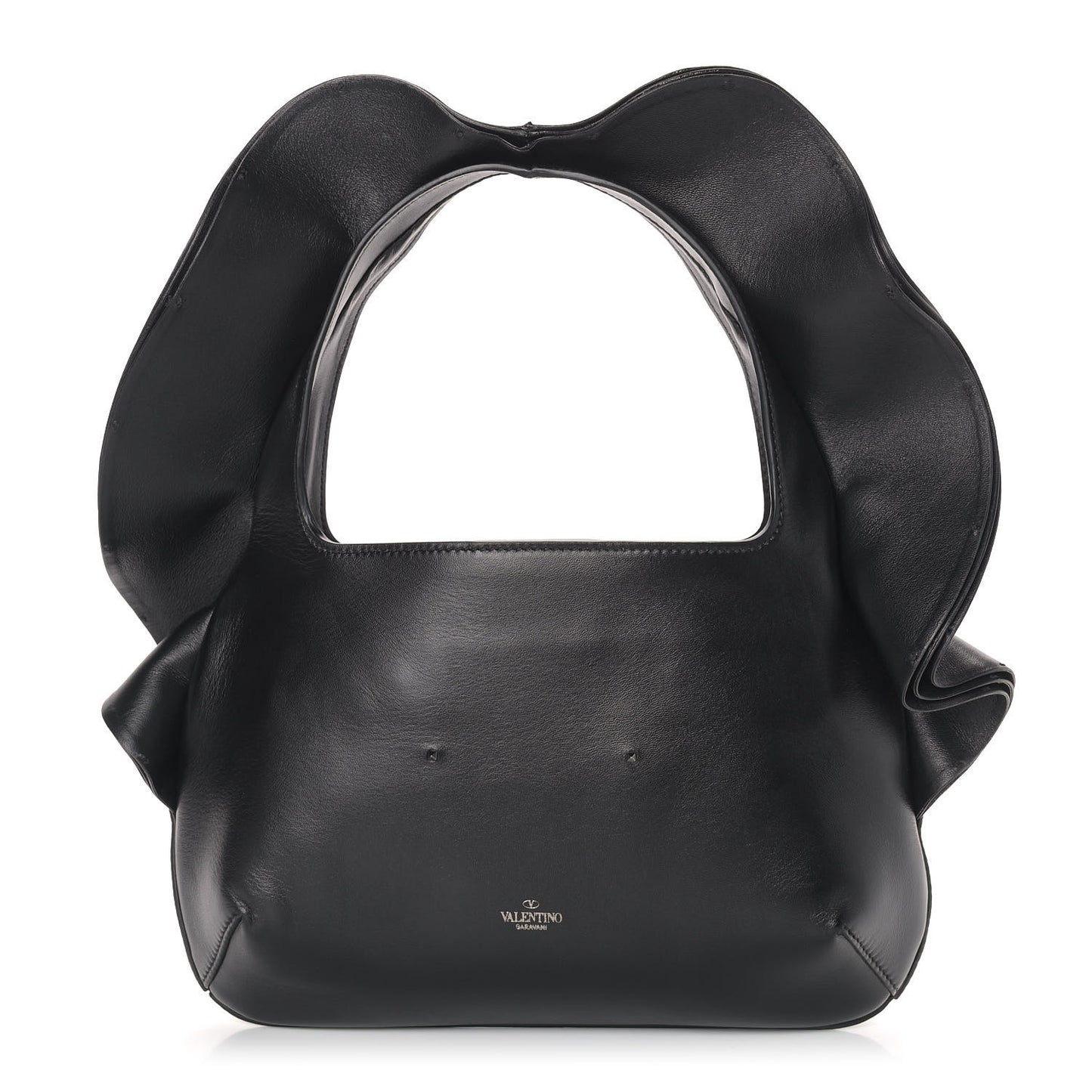 Nappa Atelier 04 Rouches Edition Small Ruffle Hobo Black