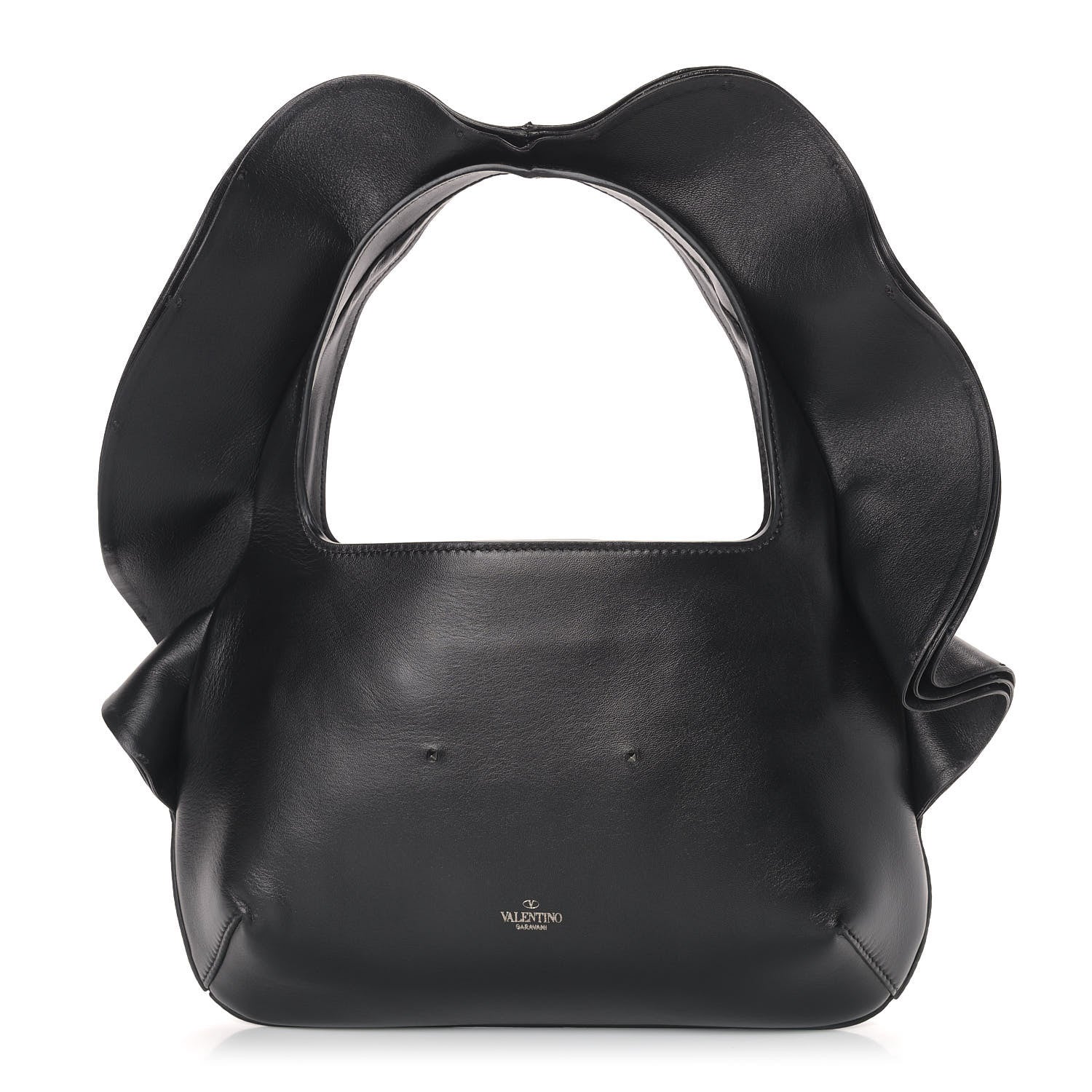 Valentino Garavani Nappa Atelier 04 Rouches Edition Small Ruffle Hobo Black 1 of 9