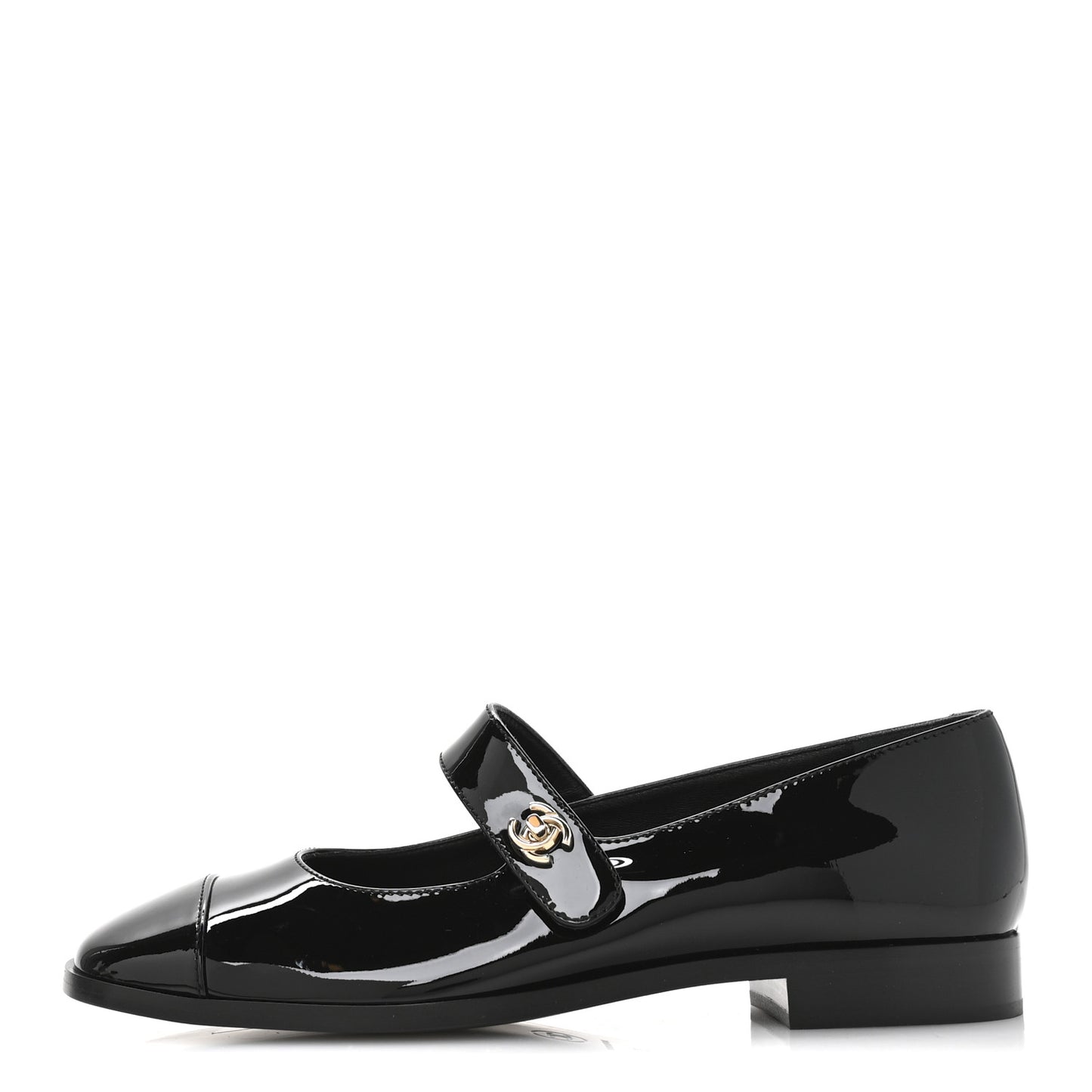 Patent Calfskin Mary Janes Flats 38 Black