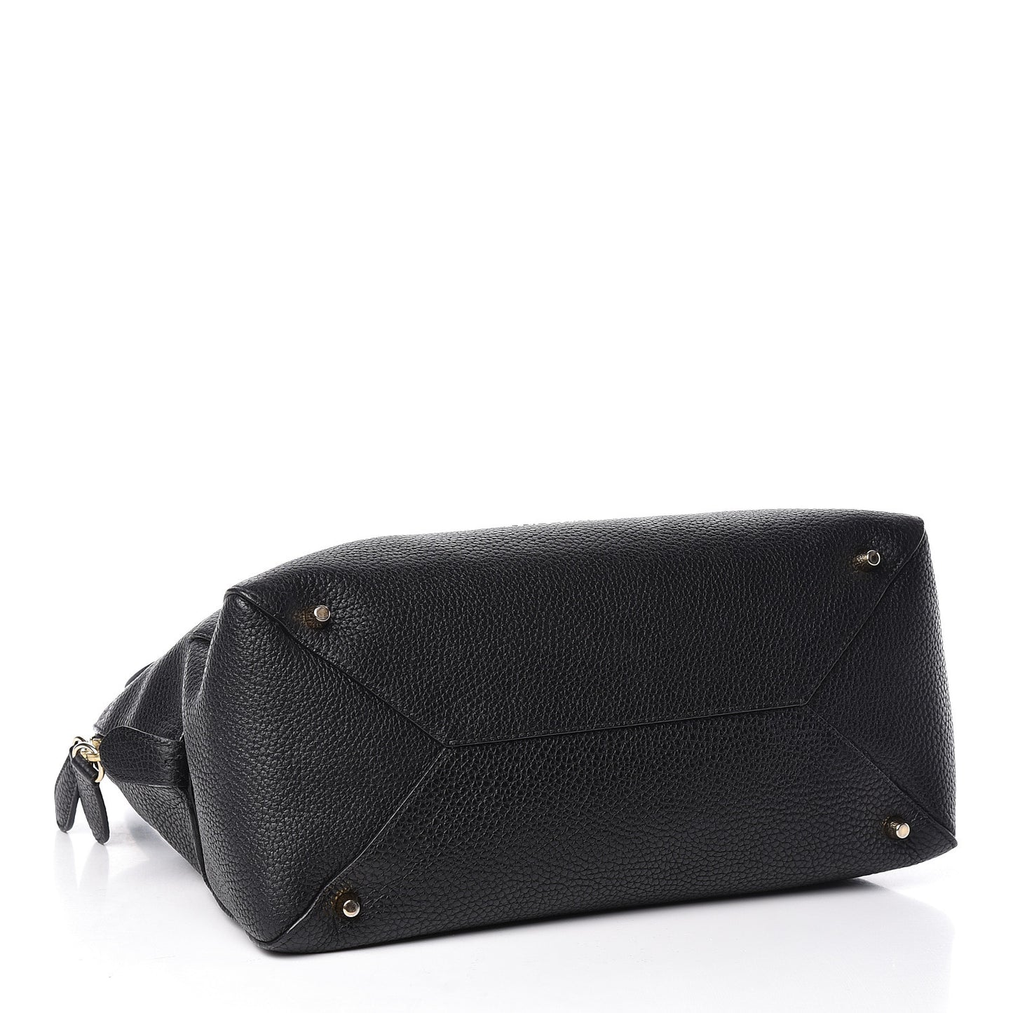 London Grainy Calfskin Medium Greenwood Bowling Bag Black