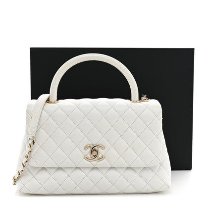 Chanel Iridescent Caviar Quilted Small Coco Handle Flap White 13 of 13