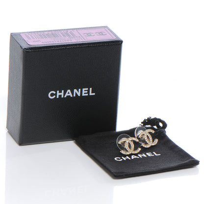 Chanel Crystal CC Pierced Earrings Gold 5 of 5