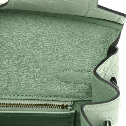 Hermes Matte Alligator Birkin 25 Vert D'eau 11 of 12