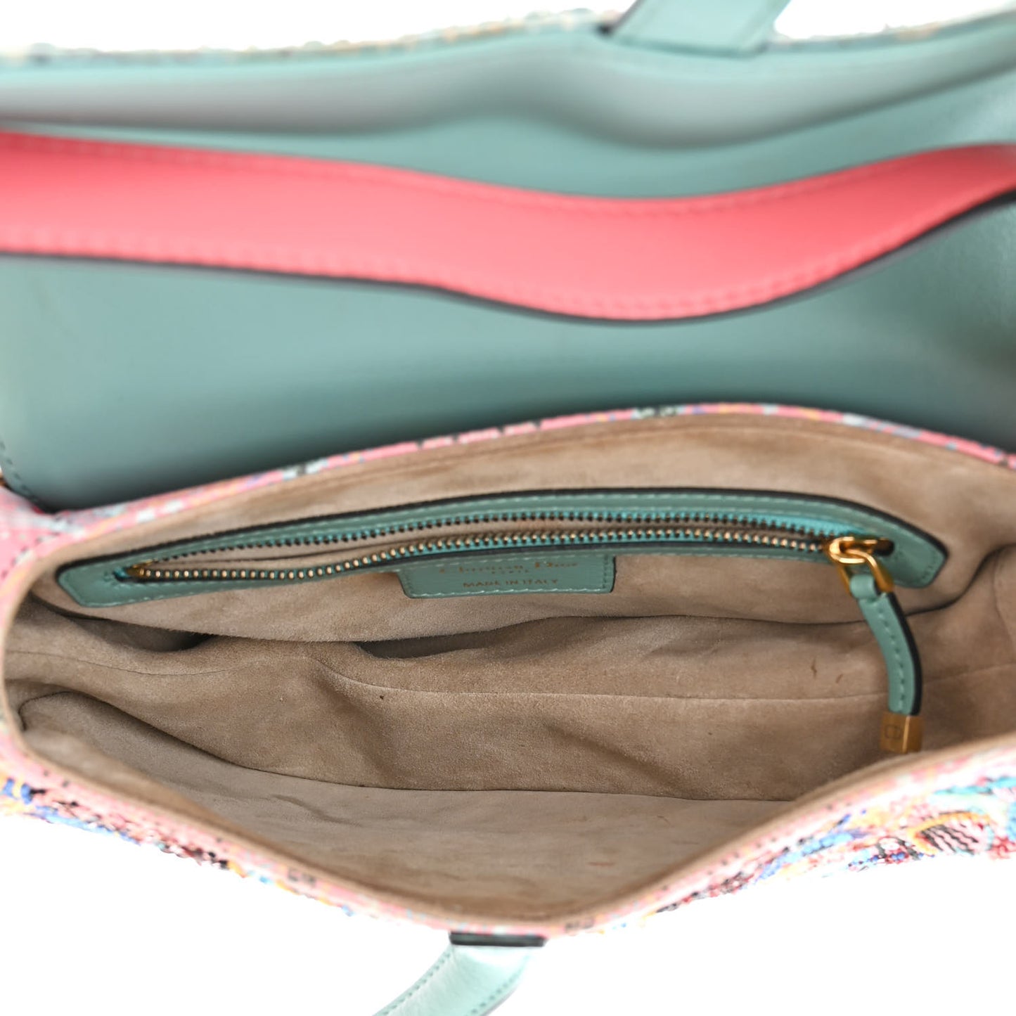 Satin Beaded Saddle Bag Pink Multicolor
