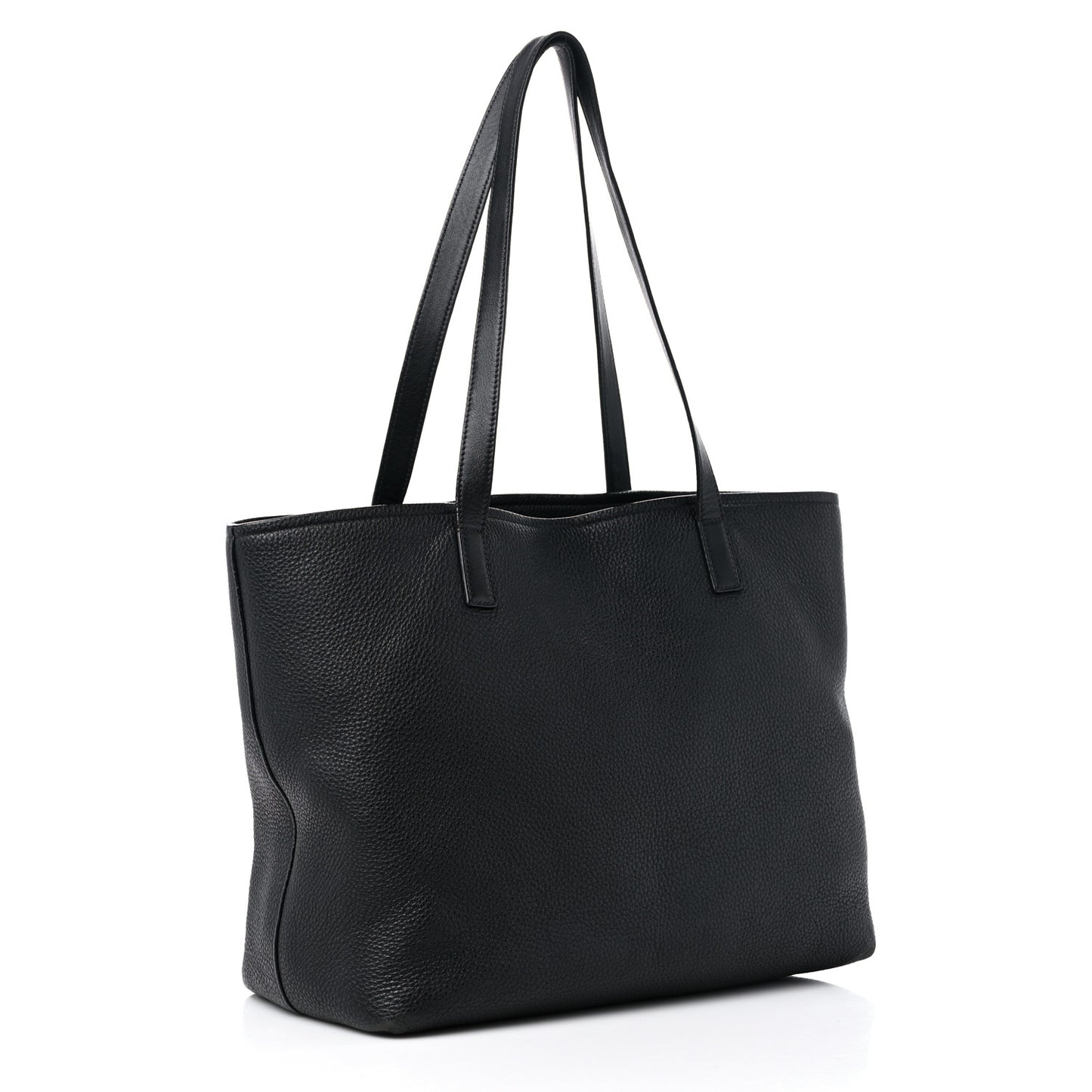 Vitello Daino Pocket Shopping Tote Black