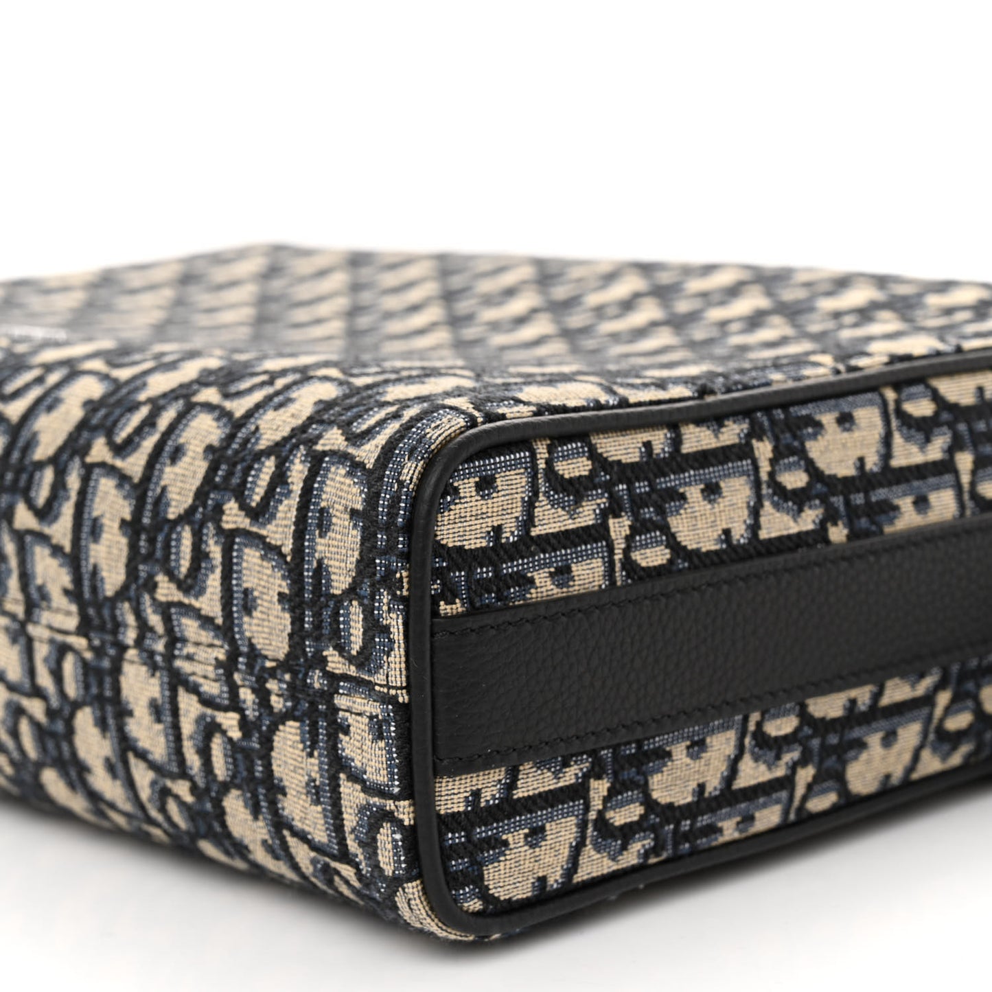 Oblique Jacquard Grained Calfskin Lingot Pouch Beige Black