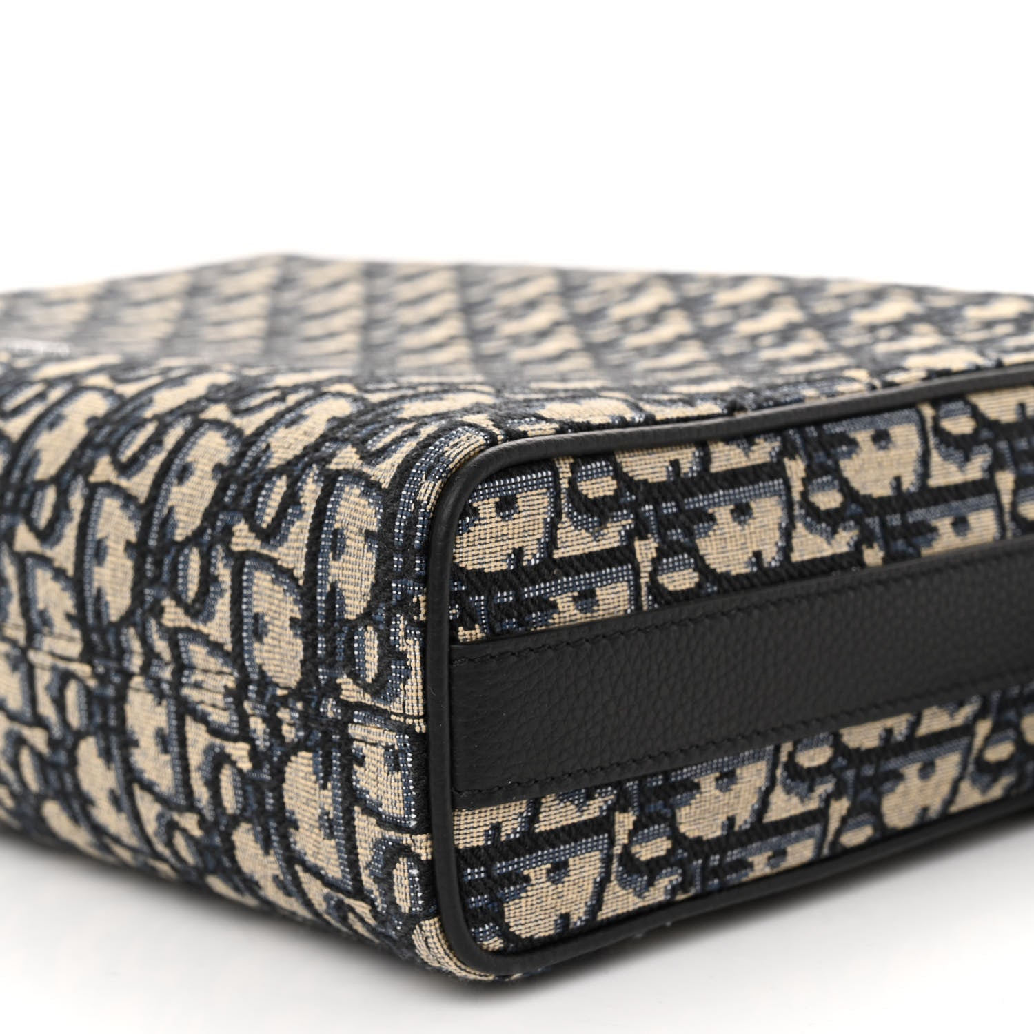 Christian Dior Oblique Jacquard Grained Calfskin Lingot Pouch Beige Black 9 of 10