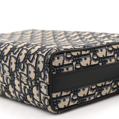 Christian Dior Oblique Jacquard Grained Calfskin Lingot Pouch Beige Black 9 of 10