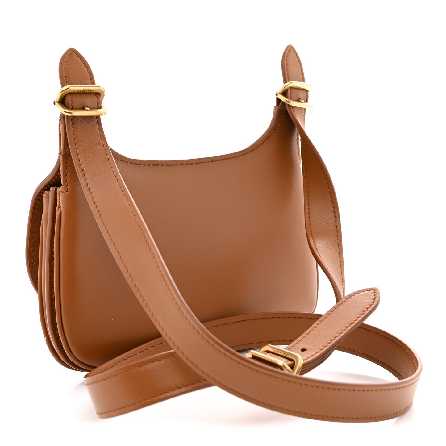 Smooth Calfskin Small Charlie Shoulder Bag Miel Dark