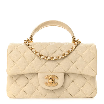 Chanel Caviar Quilted Mini Top Handle Rectangular Flap Beige 1 of 14