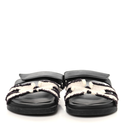 Hermes Techno Fringed H Canvas Caflskin Womens Chypre Sandals 38 Prunoir Black 3 of 9