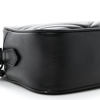 Gucci Calfskin Matelasse Monochrome Small GG Marmont Chain Shoulder Bag Black 9 of 12