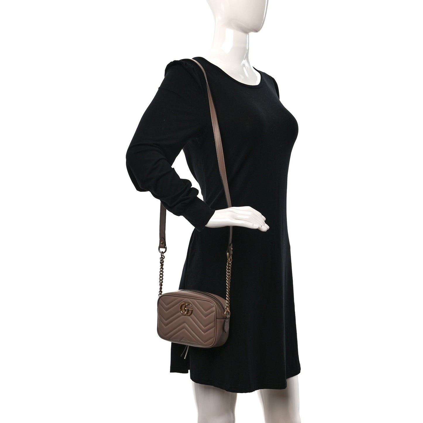 Calfskin Matelasse Mini GG Marmont Chain Shoulder Bag Porcelain Rose