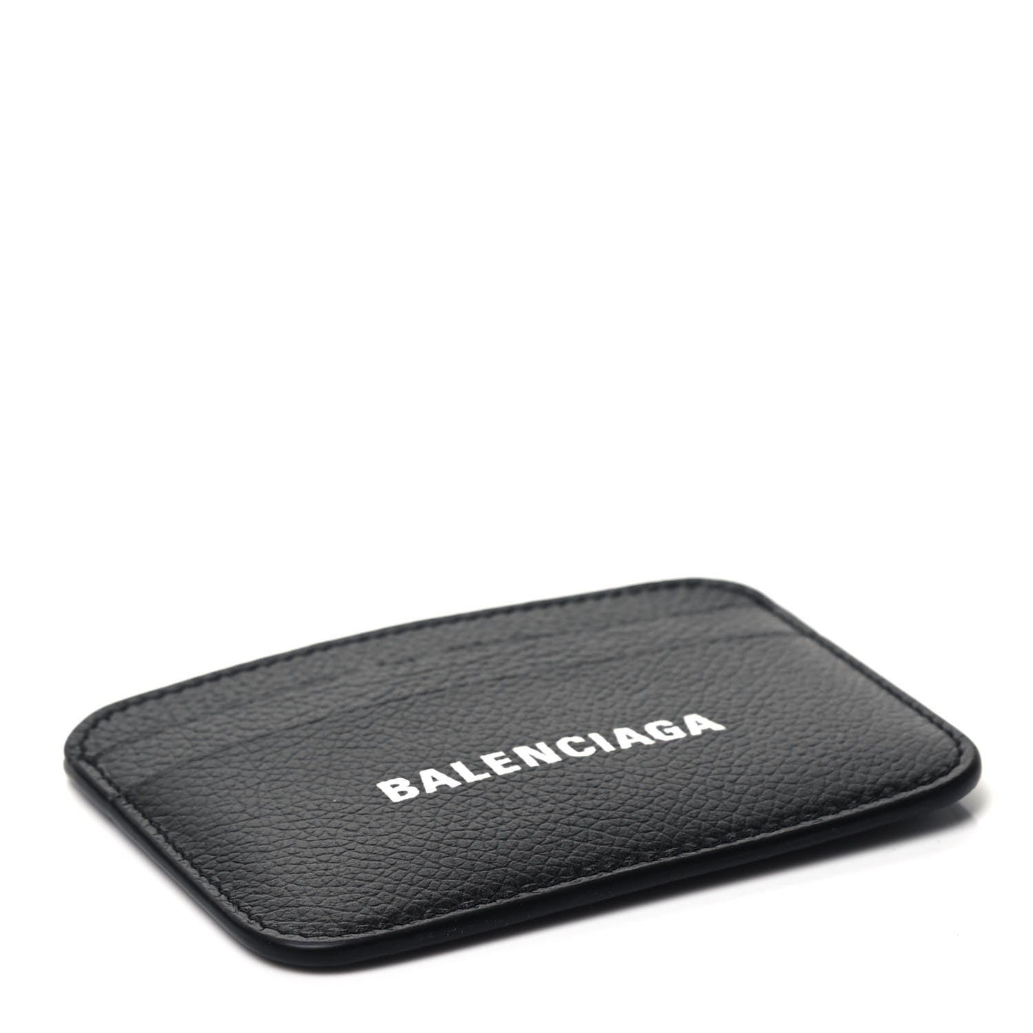 Balenciaga Grained Calfskin Logo Cash Rounded Card Holder Black White 4 of 6