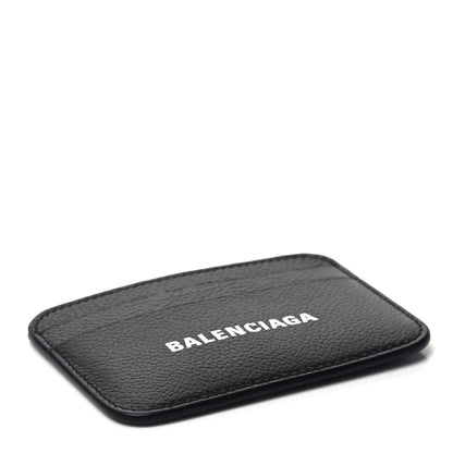Balenciaga Grained Calfskin Logo Cash Rounded Card Holder Black White 4 of 6