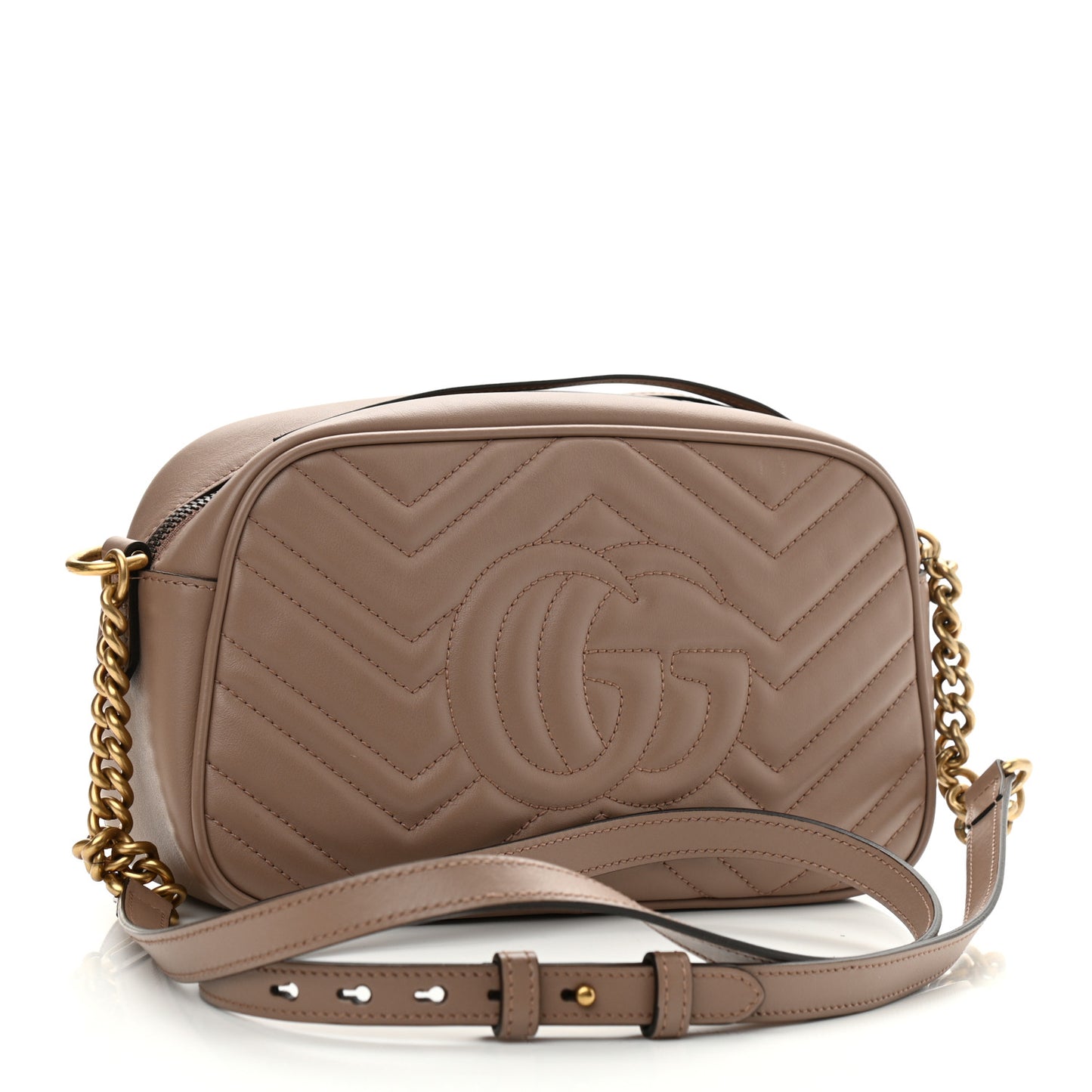 Calfskin Matelasse Small GG Marmont Chain Shoulder Bag Porcelain Rose