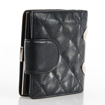 Chanel Calfskin Quilted Cambon Bi-Fold Wallet Black White 3 of 8