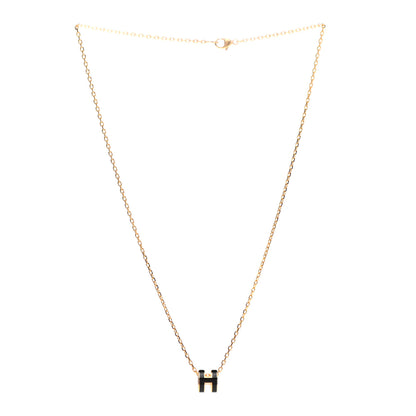 Hermes Lacquered Gold Mini Pop H Pendant Necklace Black 3 of 6
