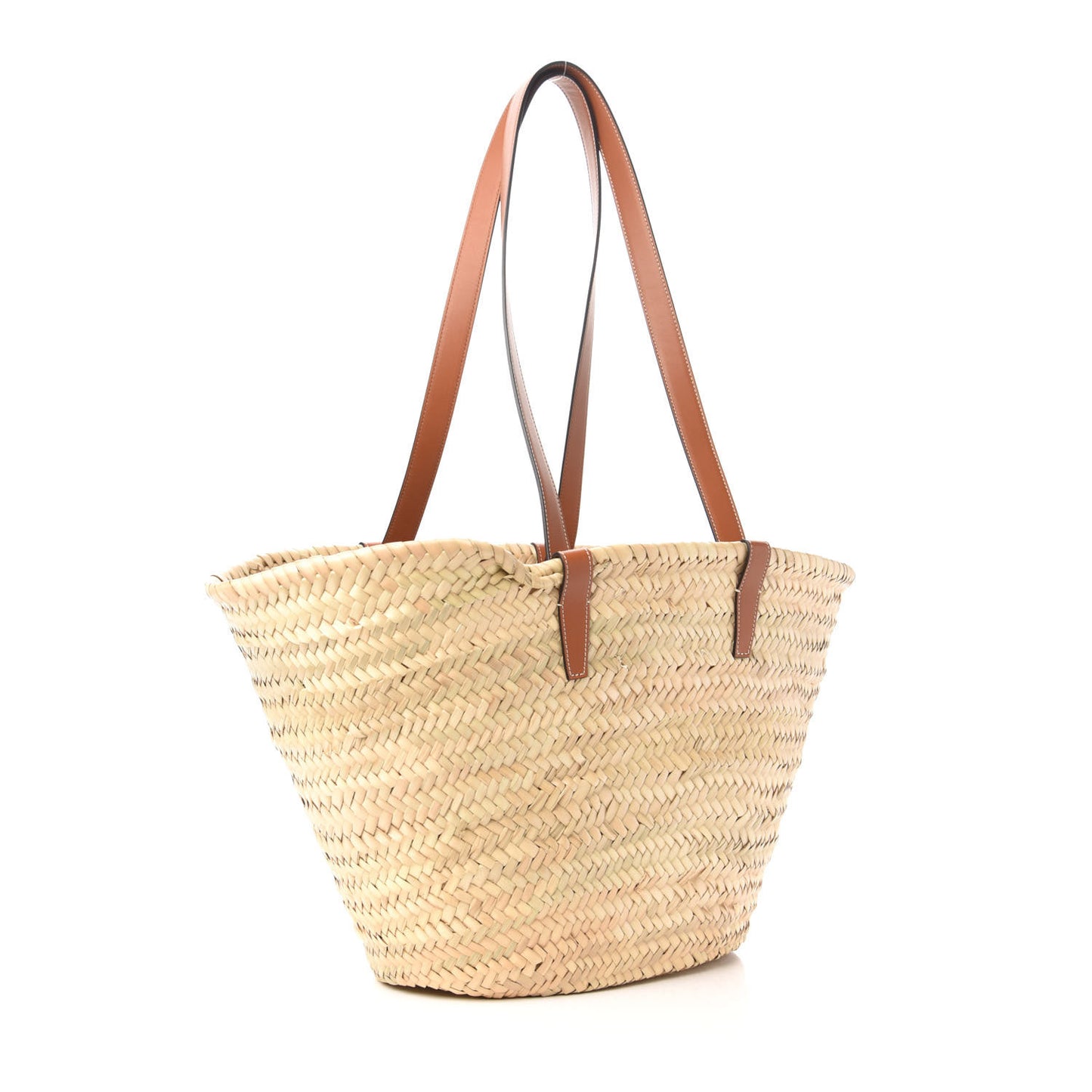 Raffia Calfskin Triomphe Medium Panier Tan