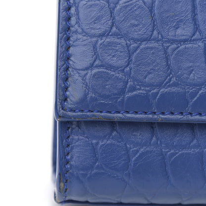 Saint Laurent Calfskin Crocodile Embossed Medium Classic Monogram Kate Tassel Satchel Bleu Majorelle 14 of 15