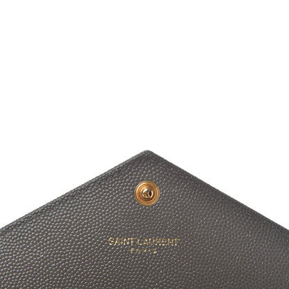 Saint Laurent Grain De Poudre Matelasse Chevron Monogram Flap Wallet Fog 6 of 6