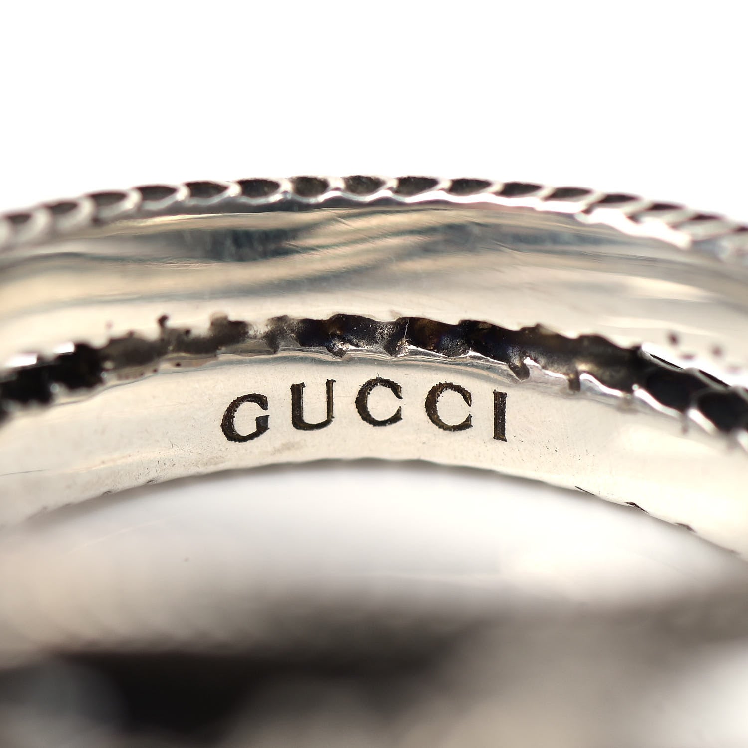 Gucci Sterling Silver Gucci Garden Double Snake Ring 53 6.5 7 of 10