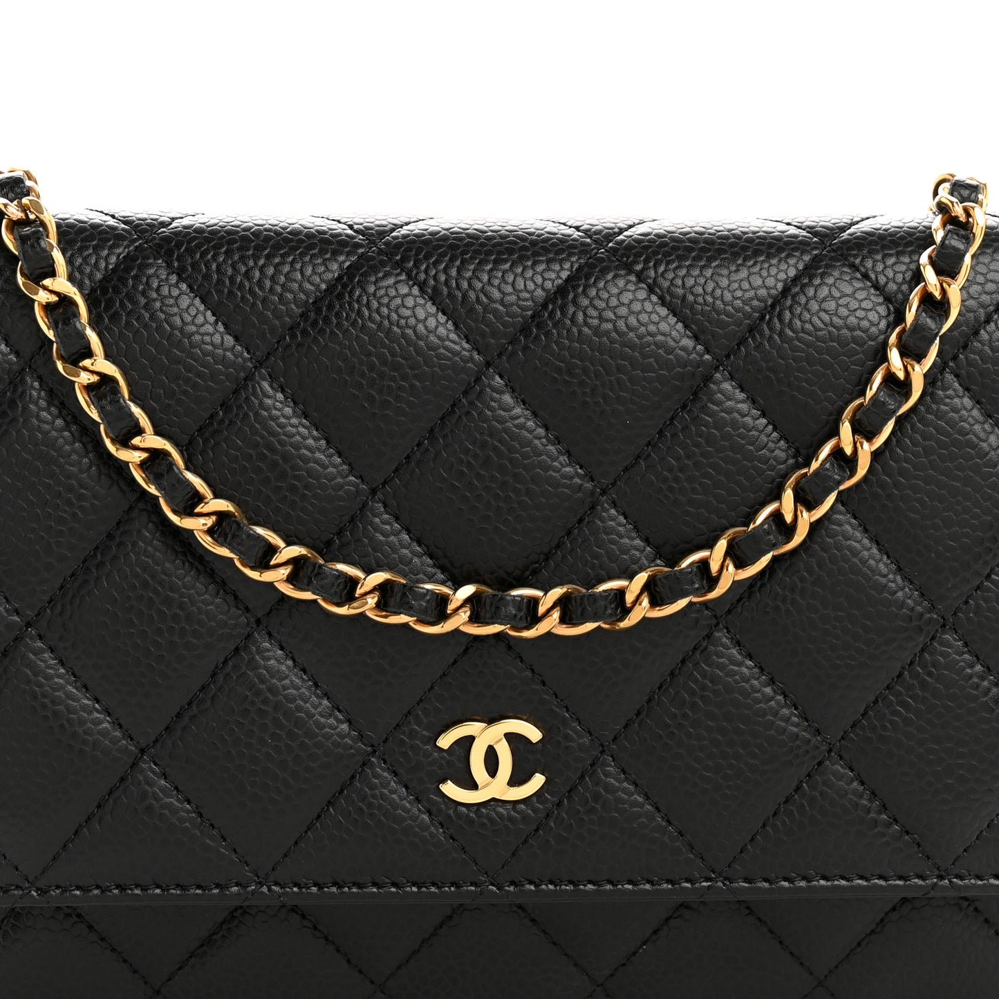 Caviar Quilted Wallet On Chain WOC Black