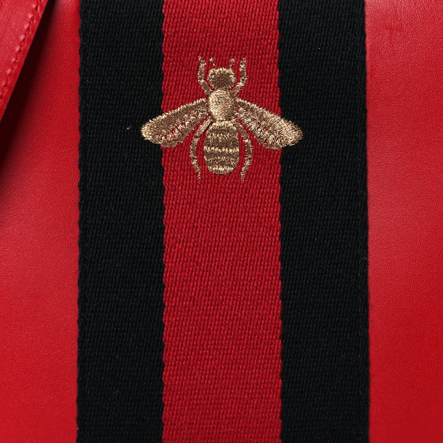 Gucci Calfskin Web Small Webby Bee Shoulder Bag Red 13 of 14