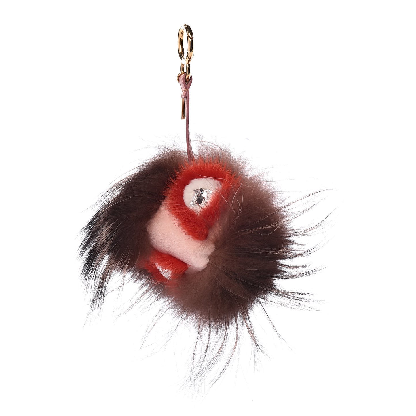 Rabbit Mink Fox Fur Furry Yang Monster Bag Bug Charm Red Pink