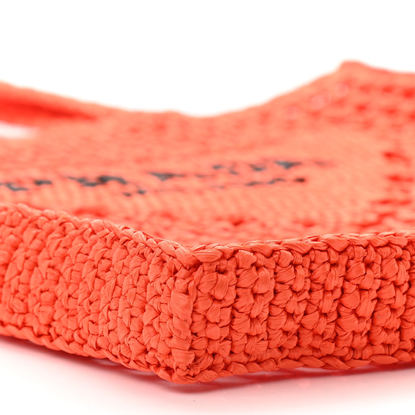 Yarn Raffia Effect Crochet Logo Embroidered Tote Bag Arancio