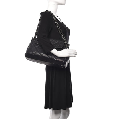 Chanel Calfskin Double Stitch Large Hamptons Flap Bag Black 2 of 13