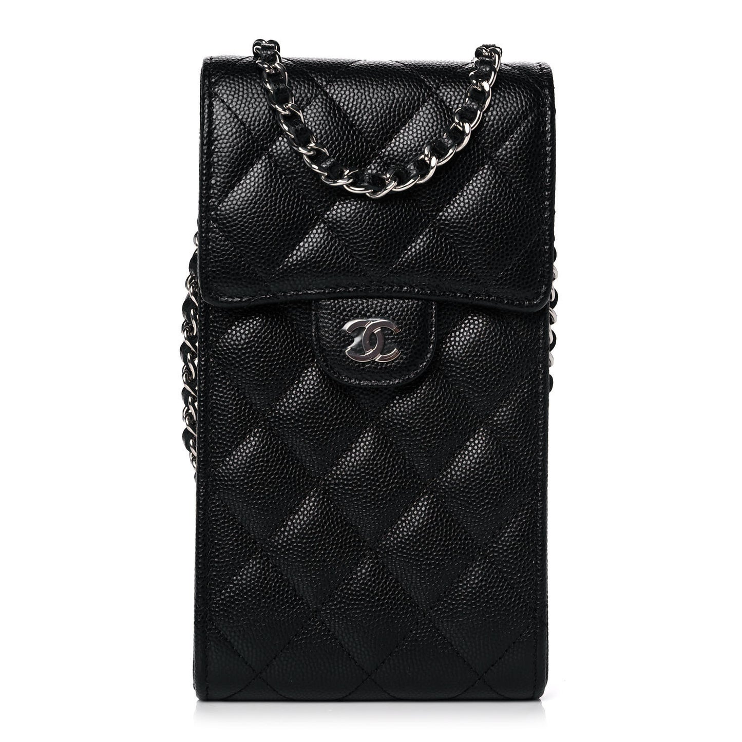 Caviar Quilted Classic Phone Holder Black