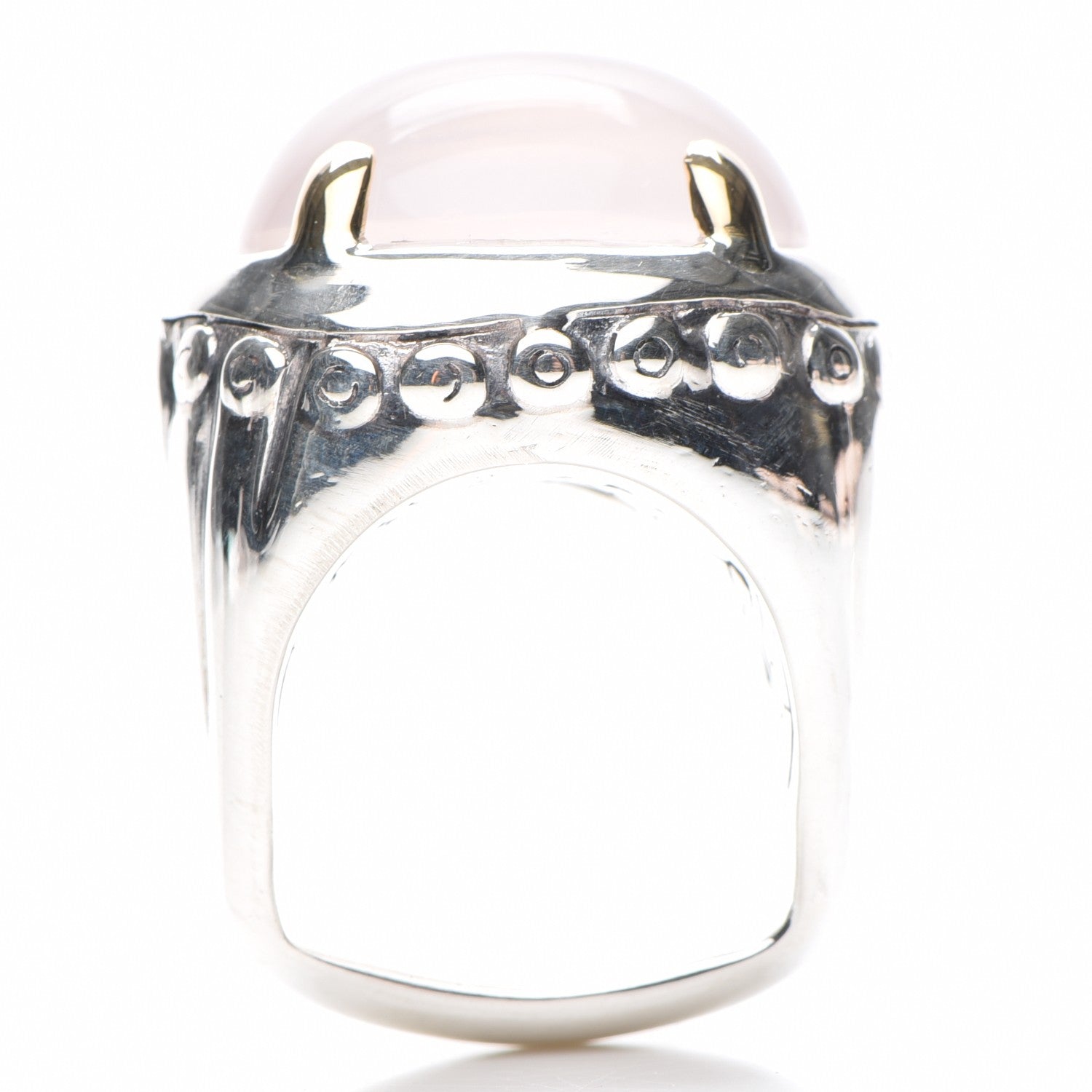 John Hardy Sterling Silver 18K Yellow Gold Moon Quartz 20mm Bamboo Dome Ring 52 6.25 3 of 6