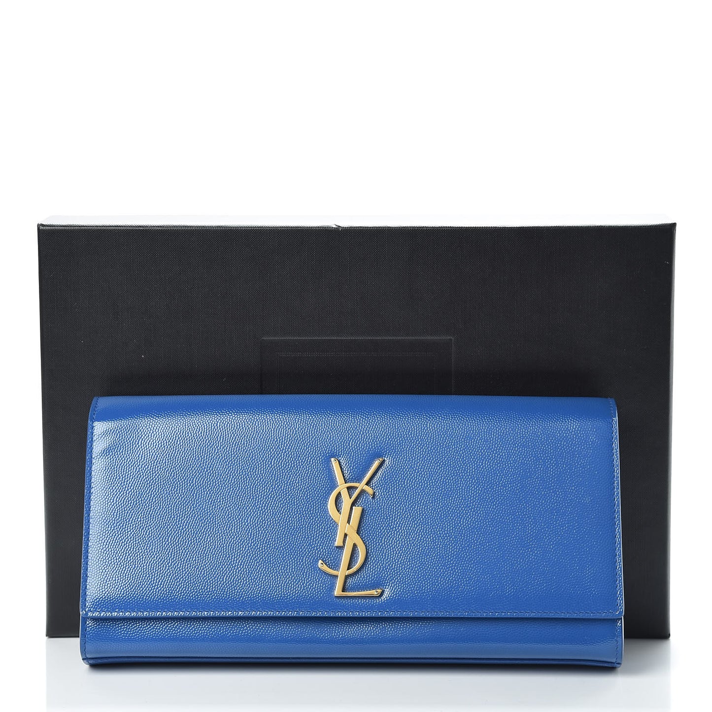 Patent Grain De Poudre Classic Monogram Cassandre Clutch Blue
